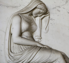 Marble Relief of a Resting Classical Woman