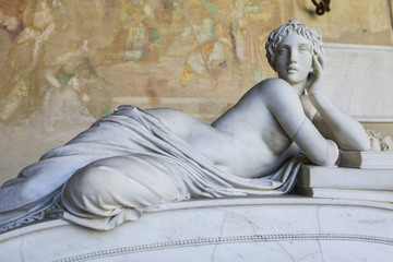 Sculpture of a beautiful naked woman in a greek style