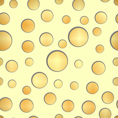 luxury seamless pattern with gold circle on a yellow background. Gold circle seamless pattern. Vector illustration. Shiny backdrop. Texture of gold foil.