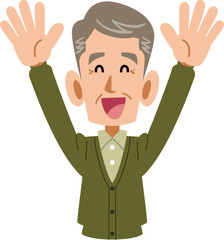 大喜びする男性_老人