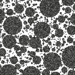Obraz premium Stippled Weird Pattern. Geometric dotted grunge texture. Black and white background with circles, dots, points 
