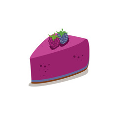 Cake with berry jelly, vector drawing, painted dessert.