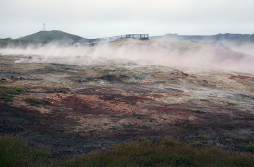 Steam over Iceland overlooking the lighthouse