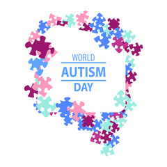  Emblem made from puzzle pieces and autism colors
