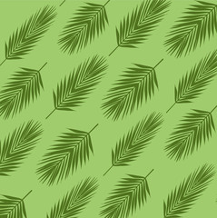 Palm leave pattern. Flat style. green and white.