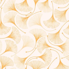 Seamless floral pattern with ginkgo leaves