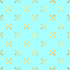 Abstract vector modern seamless pattern with gold confetti stars. Vector illustration.Shiny background. Texture of gold foil.