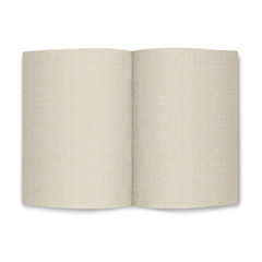 Isolated on white vector realistic image of a blank sheet of A4 paper, top view. Paper with an abstract grunge texture, bent in half. An old book, an old paper, a brochure, a booklet. EPS10