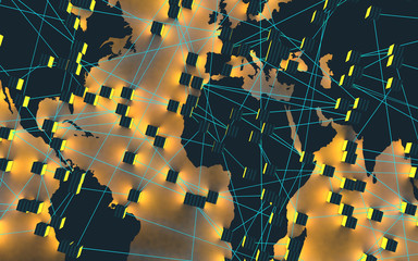 Mapa del mundo y concepto de trabajo en grupo.Conectividad e internet.Logistica y tecnologia de...