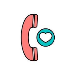 Favorite handle handset heart love phone telephone icon