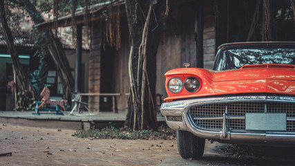 Vintage Orange Car - Powered by Adobe