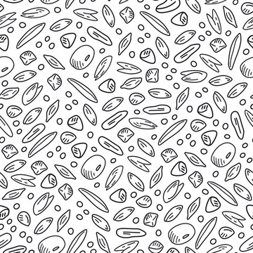 Seamless Pattern With Outline Cereal Grains.