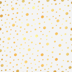 Classic dotted seamless gold pattern. Polka dot ornate