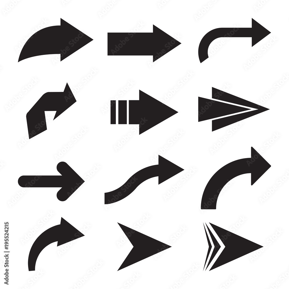 Aufkleber Set of black vector arrows. Arrow icon. Arrow vector icon. Arrow. Arrows vector collection