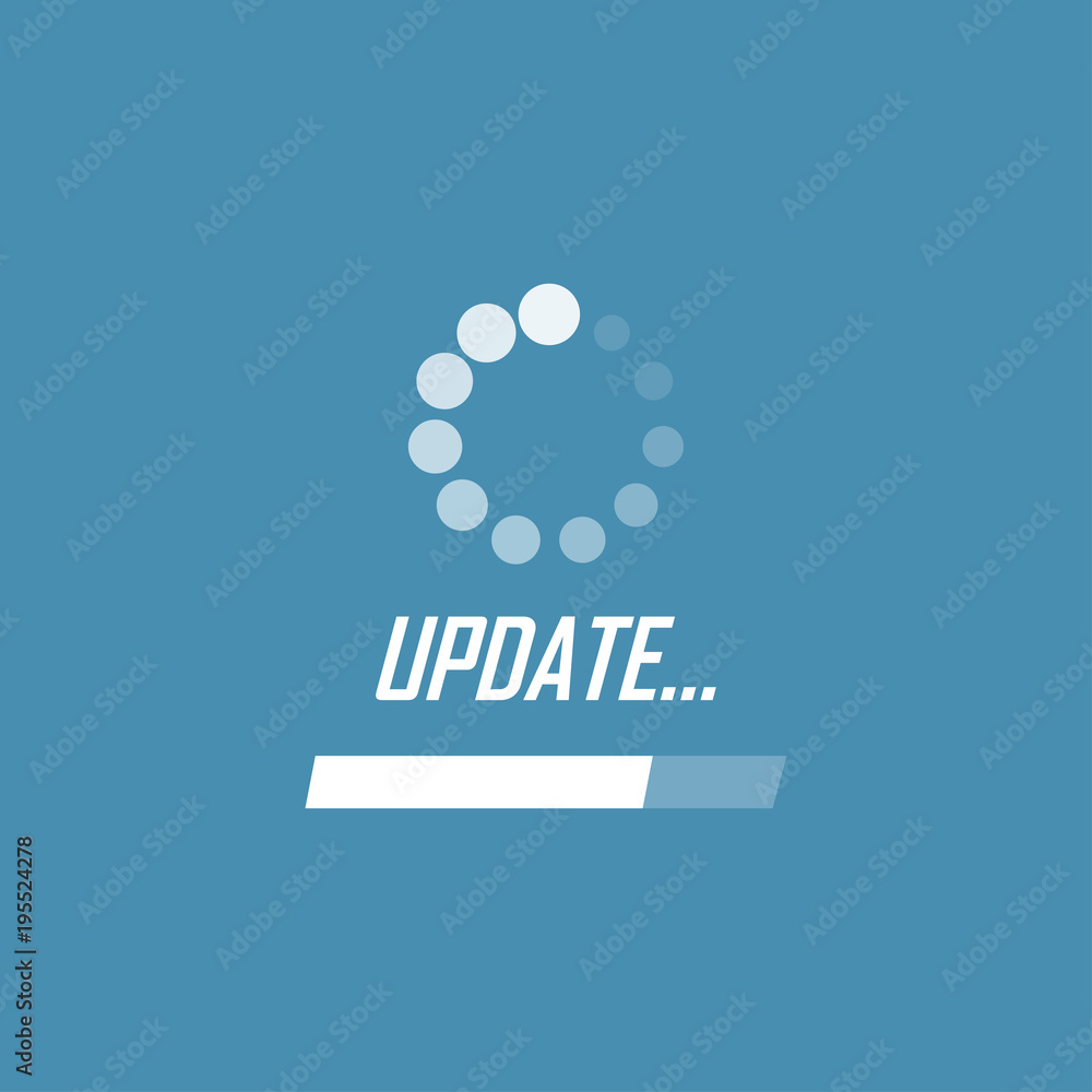 Poster System software update and upgrade concept. Loading process screen. Vector illustration