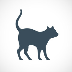 Small cute cat vector silhouette icon