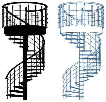 Spiral Staircase Vector Isolated On White