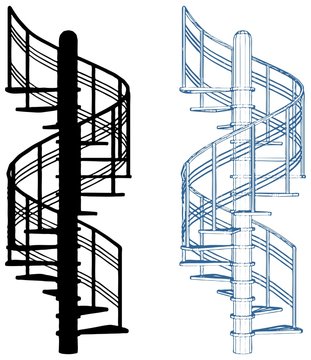 Spiral Staircase Vector Isolated On White