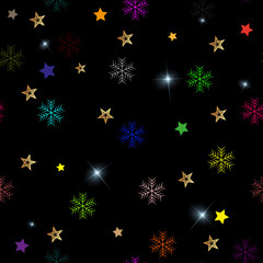 Fototapeta na wymiar Winter Seamless colorful Snowflake Pattern. Vector EPS 10. snowflakes seamless. Christmas background with star