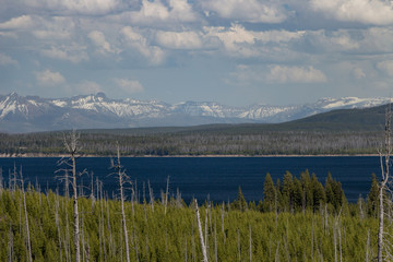 Shoshone Lake with mountains in background, Yellowstone National Park, Wyoming