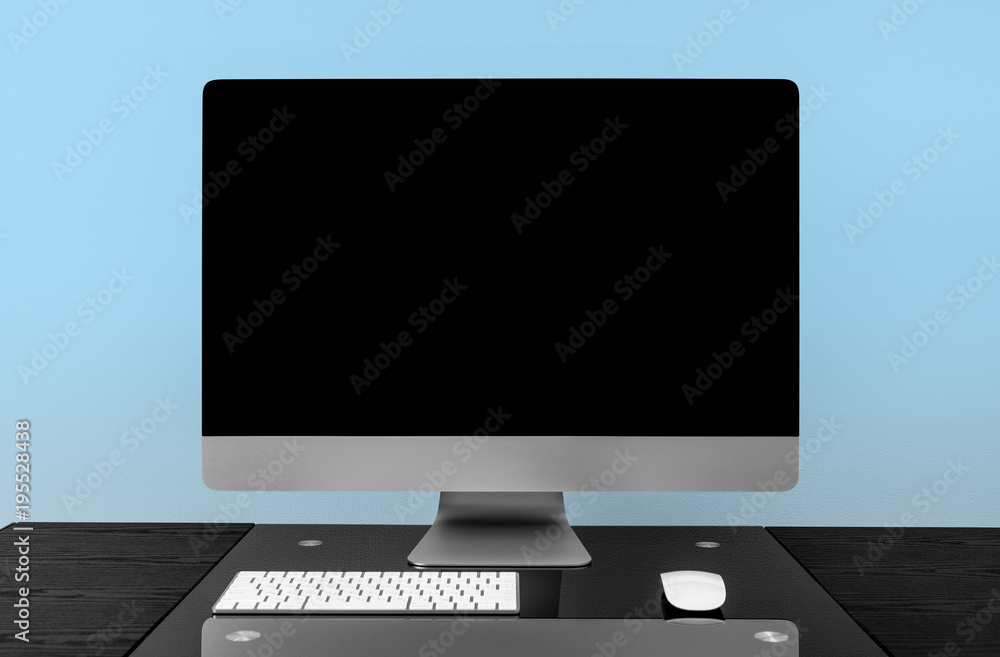 Poster computer on a table in an office