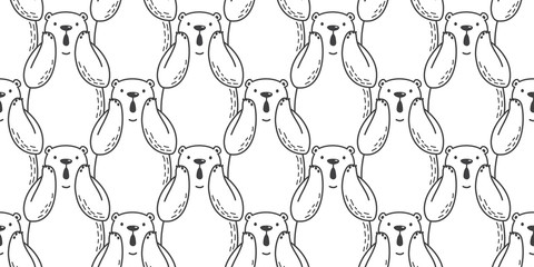 Bear seamless vector polar bear pattern isolated wallpaper background cartoon doodle white