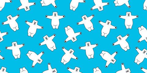 Bear seamless vector polar bear pattern isolated wallpaper background cartoon doodle blue