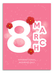 Happy Womens Day Illustration on Pink Background. Vector Spring Design Template for Greeting Card.