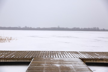 During the winter season, the lakes are frozen.