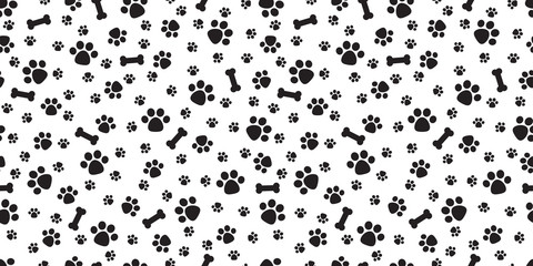 Dog Paw Seamless pattern vector dog bone isolated puppy cat wallpaper background white © CNuisin
