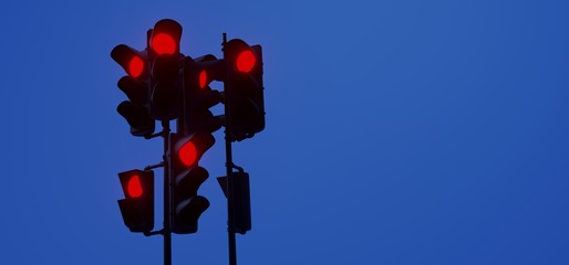 3D rendering Of Realistic Red Traffic Lights