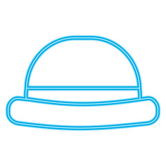 vintage hipster hat men accessory vector illustration blue neon