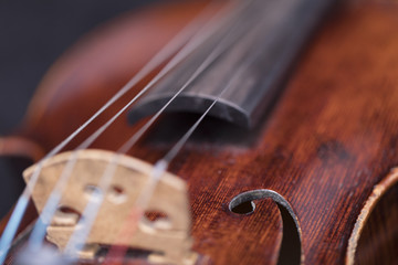 A violin on a dark background