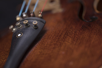 A violin on a dark background