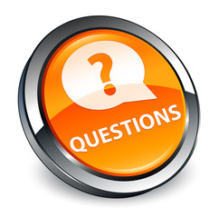 Questions (bubble icon) 3d orange round button
