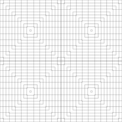 Vector pattern of intersecting and nested squares. A black and white grid layout.