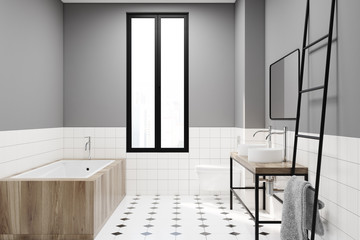 Fototapeta na wymiar Modern gray bathroom decoration idea