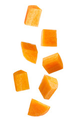  Falling sliced carrot isolated on white