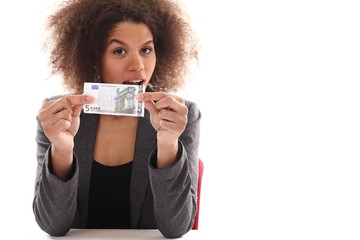 Afro woman with money