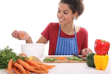 Afro woman cooking