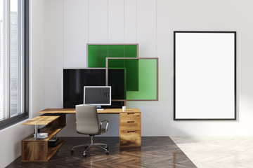 Modern office, poster, art installation green