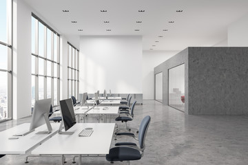 Concrete floor open space office interior