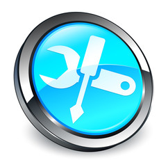 Settings icon 3d cyan blue round button