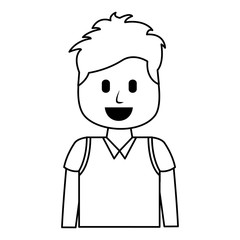 cartoon smiling man portrait character vector illustration thin line