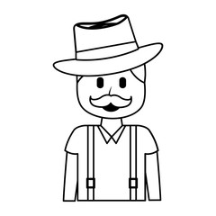 cartoon smiling man portrait character vector illustration thin line