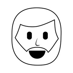 character beard man face laughing expression vector illustration thin line