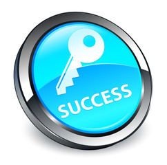 Success (key icon) 3d cyan blue round button