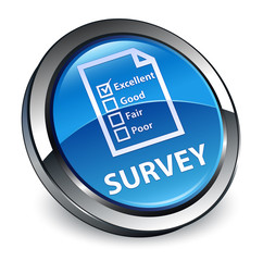 Survey (questionnaire icon) 3d blue round button