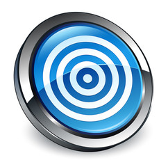 Target icon 3d blue round button