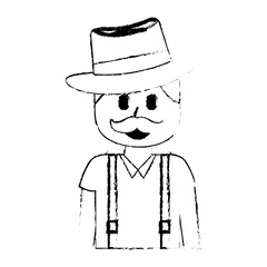 cartoon smiling man portrait character vector illustration sketch design